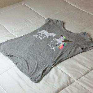 Grey unicorn shirt sleeve t shirt